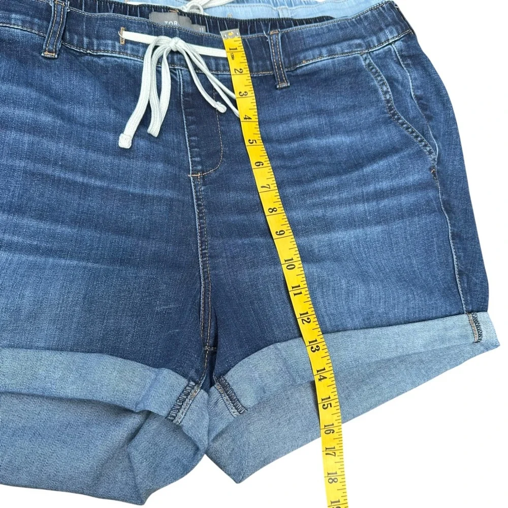 Torrid Set of 2 Pull-On Denim Drawstring Shorts Cuffed Hem 3X Light & Dark Wash